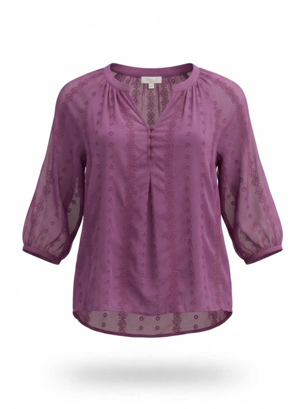 Olive & Oak Eggplant Boho Embroidered Blouse NWT Size Small